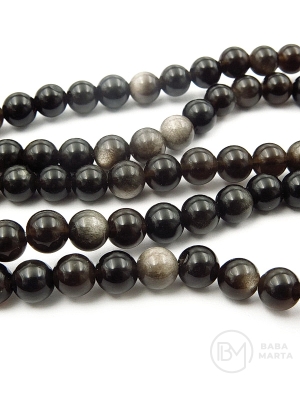 Obsidian Argintiu Strălucitor Bilă 6mm 38cm ~61 bucăți 1 șir 351230