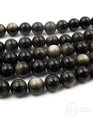 Obsidian Argintiu Strălucitor Bilă 8mm 38cm ~46 bucăți 1 șir 351231