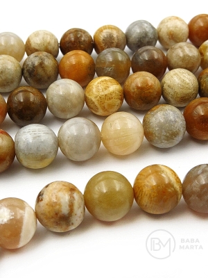 Bilă naturală coral fosil 10mm 39cm ~39 bucăți 1 șir 351237