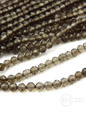Cuarț fumuriu natural ~3mm bilă fațetăta 39cm ~125 bucăți 1 șir 351260