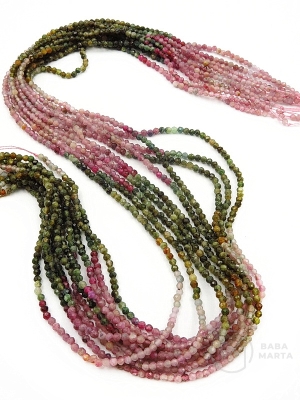 Tourmaline ~2mm bilă fațetă naturală 38cm ~190 bucăți 1 bucată 351267