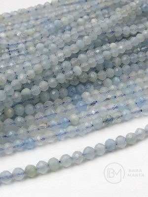 Acvamarin ~3mm mărgele fațetate naturale 39cm ~125 buc 1 șir 351277