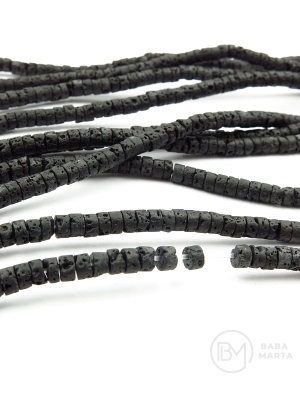 Piatră vulcanică - LAVA cilindru 4x2.5mm ~150 bucăți 38cm 1 șir 351403