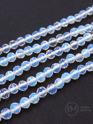 Piatră Lunii-Opal ~ bilă fațetată de 4 mm ~ 94 bucăți ~ 36 cm 1 șir 351409