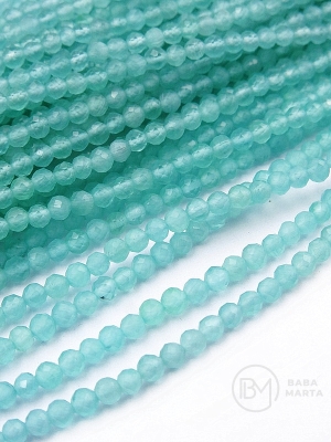 Jadeit ~ bilă fațetată de 3 mm ~ 125 buc 36 cm 1 șir 351485