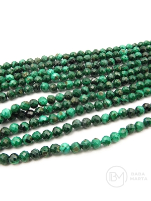 Malachit ~3mm mărgele fațetate naturale 39cm ~125 buc 1 șir 351520