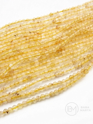 Mărgele naturale de citrină 2mm fațetate ~200 bucăți 39cm 1 șir 351538