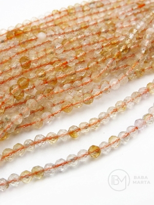 Mărgele naturale de citrină ~3mm fațetate ~133 bucăți 38cm 1 șir 351541