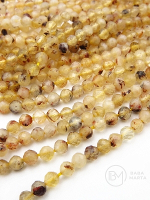 Mărgele naturale de citrină ~3mm fațetate ~120 bucăți 39cm 1 șir 351542