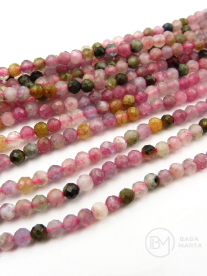 Turmalină ~2.7mm mărgele fațetate gaură 0.4mm 38cm ~137 pieces 1 șir 351547
