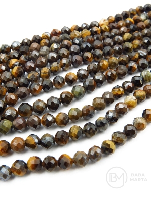 Ochi de tigru ~4mm mărgele fațetate mixte 39cm ~95 bucăți 1 șir 351551