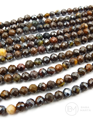 Mărgele Ochi de Tigru ~4mm, fațetate, 39cm ~100 bucăți, 1 șir 351552