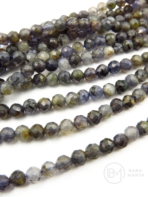 Iolit ~3.8mm mărgele fațetate naturale 39cm ~108 mărgele 1 șir 351594