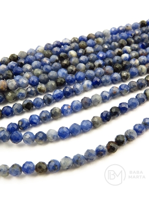 Sodalit ~3mm mărgele fațetate naturale 39cm ~125 buc 1 șir 351596