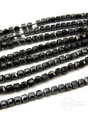 Cub onix ~3x~3mm gaură fațetată 0.5mm 38cm ~130buc 1 șir 351603