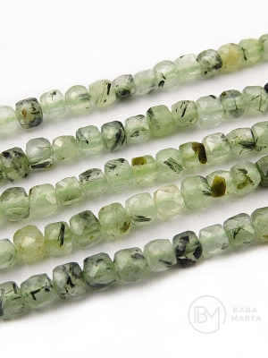 Cub de prehnit ~4x~4mm fațetat 38cm ~92 buc 1 șir 351616