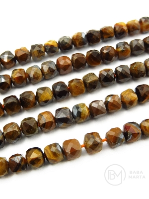 Cub ochi de tigru ~4.2x~4.2mm fațetat 38cm ~90buc 1 șir 351618