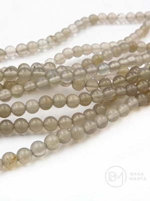 Mărgele gri agat 4mm gaură 0.8mm 39cm ~95 bucăți 1 șir 351738