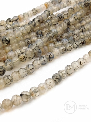 Mărgele de agate cu vene de dragon 6mm ~62 buc 351739