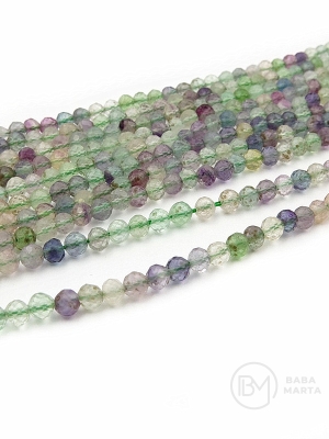 Mărgele naturale de fluorit 4 mm, fațetate, gaură 0.6 mm ~98 bucăți 39 cm, 1 șir 351907
