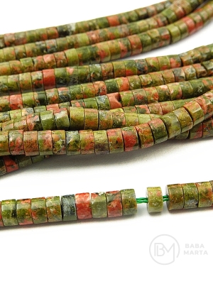 Unakite 4x2.5mm gaură cilindrică 0.8mm ~160 bucăți 38cm 1 șir 351912