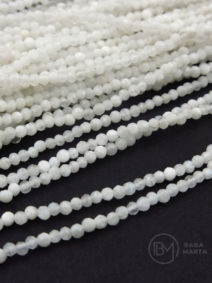 Piatră Lunii Curcubeu ~ bilă fațetată de 2 mm ~ 200 buc ~ 39 cm 1 șir 351945