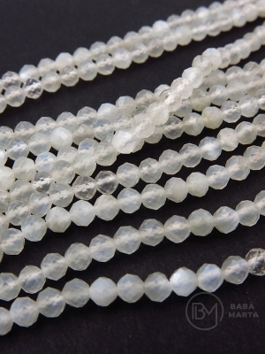 Piatră Lunii ~ bilă fațetată de 3 mm ~ 125 buc ~ 39 cm 1 șir 352421