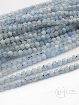 Acvamarin ~3mm mărgele fațetate naturale 39cm ~134 bucăți 1 șir 352449