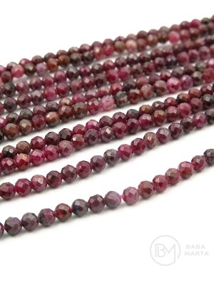 Rubin ~3mm bilă fațetata 39cm ~136 pieces 1 șir 353335