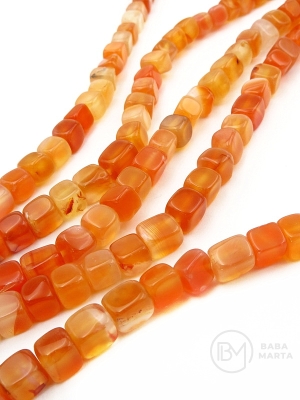 Cub de carneol ~7x~8mm ~50 bucăți ~37cm 1 șir 353427