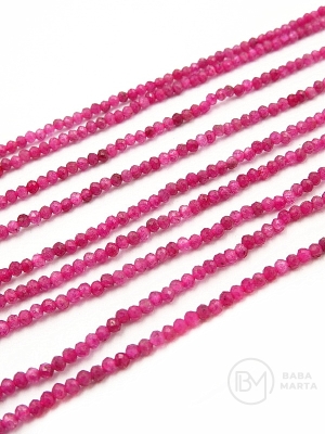 Rubin ~2mm bilă fațetată 39cm ~220 bucăți 1 șir 353437