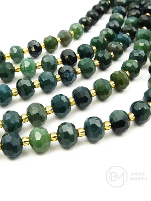 Agate moss 8~8.5x6.5~7mm cu mărgele de vitola 3mm gaură 0.8mm ~43 pieces 39cm 1 şir 353471