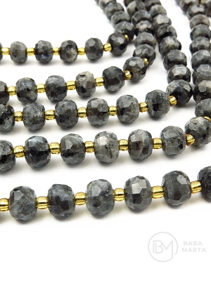 Labradorit 8~8.5x6.5~7mm cu mărgele de sticlă 3mm gaură 0.8mm ~45 bucăți 39cm 1 șir 353474