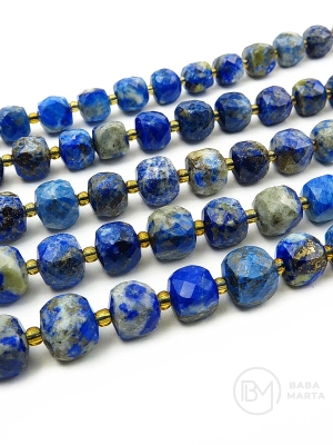 Lapis Lazuli 8~9x8~9x8~9mm cu mărgele de sticlă 3mm gaură 1mm ~36 bucăți 38cm 1 șir 353477