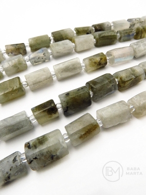 Cilindru de labradorit 8,5~11x5,5~6,5mm cu mărgele de sticlă 3mm ~30 bucăți 40cm 1 șir 353484