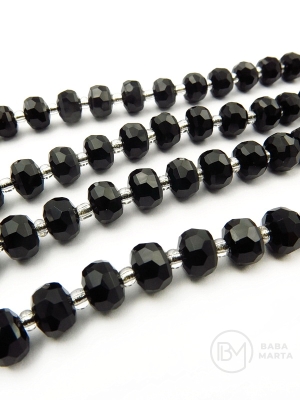 Onix natural 7~8x5~7mm cu mărgele de sticlă 3mm ~25 bucăți 19cm 1 șir 353485