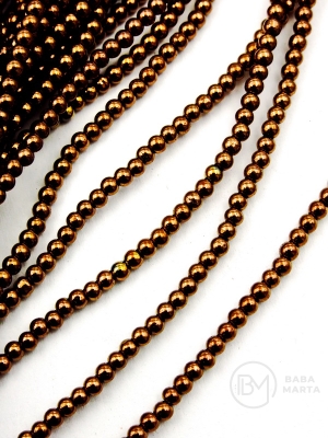 Bilă de hematit 2mm color bronz gaură 0.5mm 40cm ~200buc 1 şir 353505
