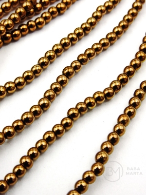 Bilă de hematit 3mm color bronz gaură 0.6mm 40cm ~150 buc 1 brad 353510