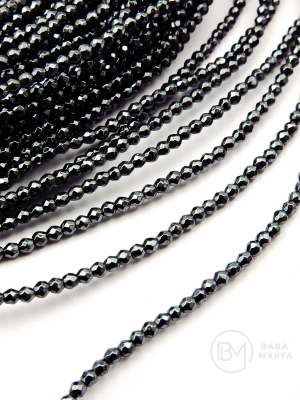 Mărgele fațetate hematite 2mm gaură 0.6mm 40cm ~200buc 1 șir 353511