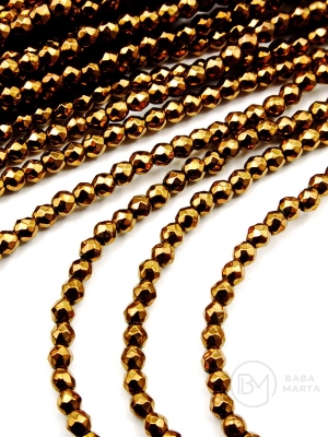 Mărgele fațetate hematite 3mm color bronz gaură 1mm 40cm ~150 buc 1 șir 353520
