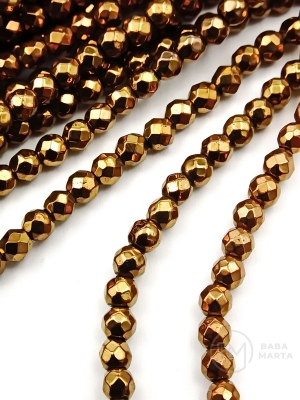 Mărgele fațetate hematite 4mm color bronz gaură 1.2mm 40cm ~100buc 1 șir 353525