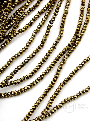 Disc de hematite fațetat 2x1.5mm culoare auriu orificiu deschis 0.5mm 40cm ~280 buc 1 brad 353528