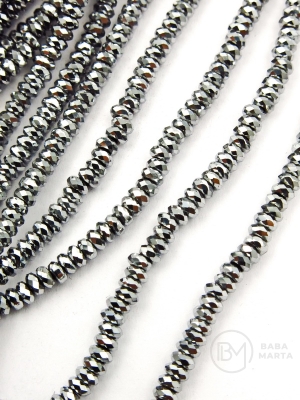 Disc de hematite fațetat 3x1.6mm color argintie gaură 0.7mm 40cm ~250buc 1 șir 353532