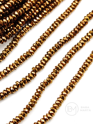 Disc de hematit 3x1.6mm fațetat color bronz gaură 0.7mm 40cm ~250 buc 1 brad 353535