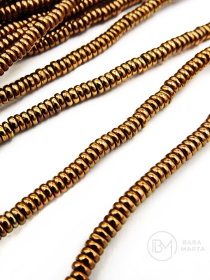 Disc de hematit 3x1mm, culoare bronz, gaură 0.6mm, 40cm ~350 buc. 1 brad 353540