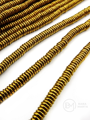 Disc de hematit 4x1mm color aurie gaură 0.8mm 40cm ~350 buc 1 brad 353544