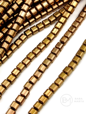 Hematit pătrat 4x4mm culoare bronz gaură 1mm 40cm ~100 buc 1 brad 353575