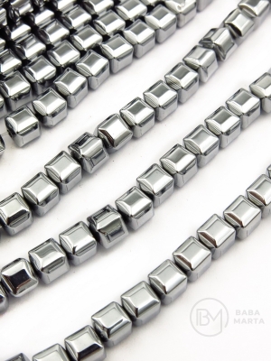 Hematit pătrat 6x6mm, culoare argintie, diametru 1.2mm, 40cm ~70 buc. 1 brad 353577