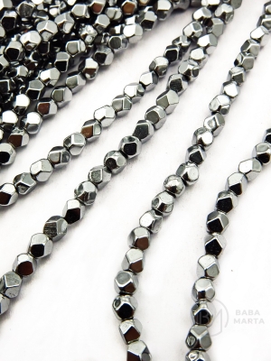 Hematit fațetat 4mm color argintie gaură 1mm 40cm ~100buc 1 brad 353587