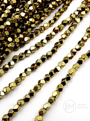 Hematit fațetat 4mm color auriu deschis gaură 1mm 40cm ~100buc 1 brad 353588